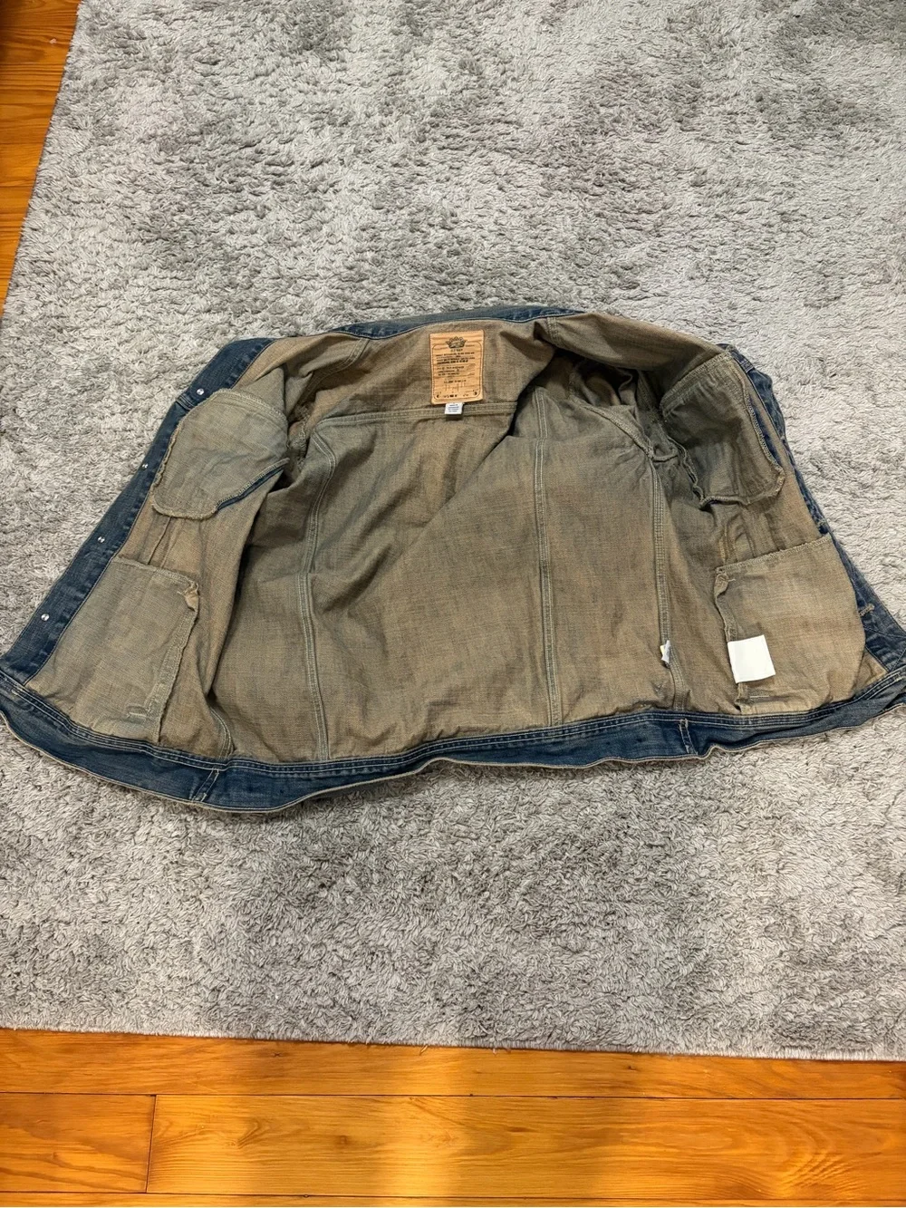 Old Navy 2006 Distressed Denim Trucker Jacket Y2K Size L.